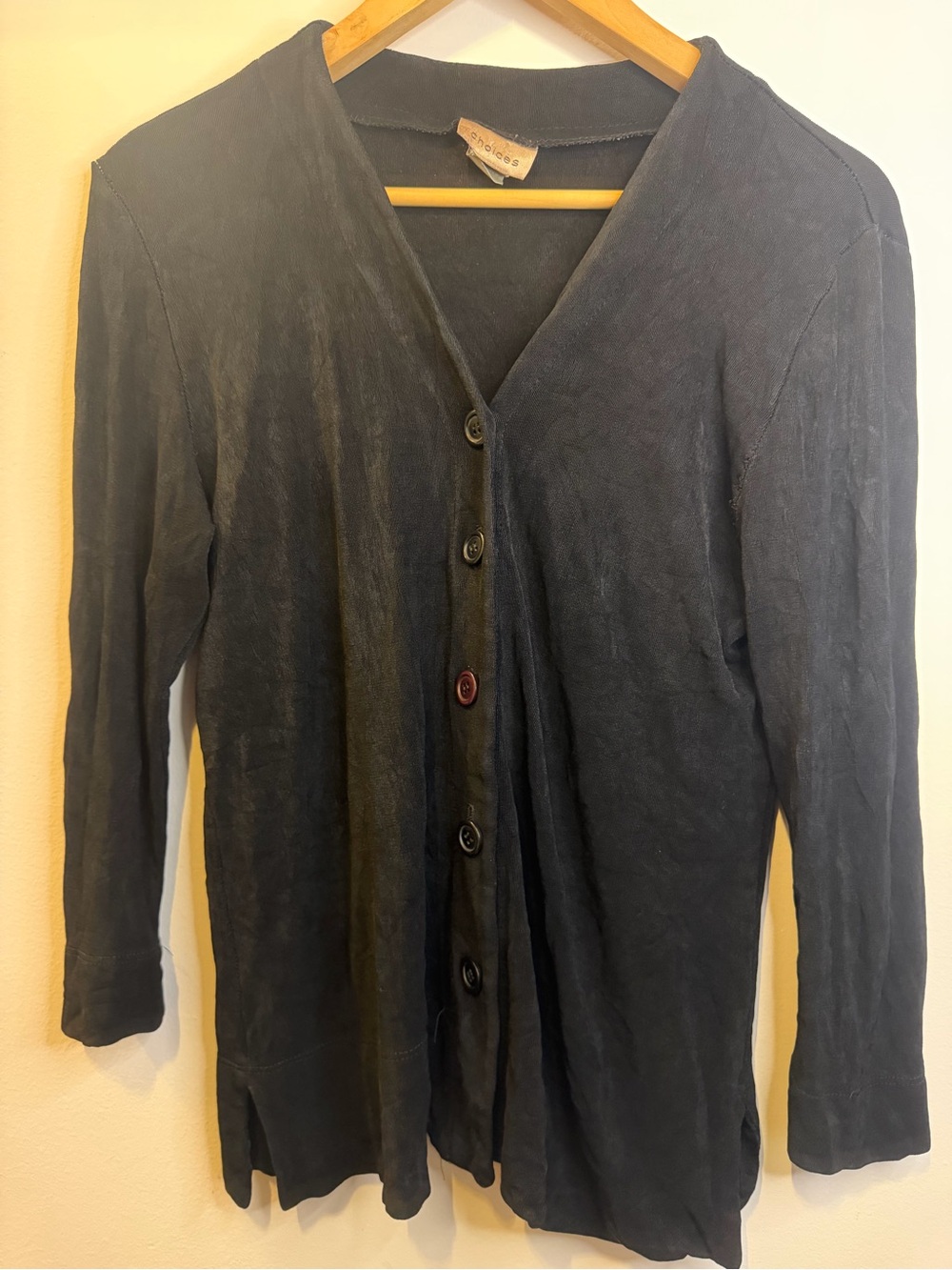 Vintage made in the USA Choices Black Women's Button-Front Cardigan